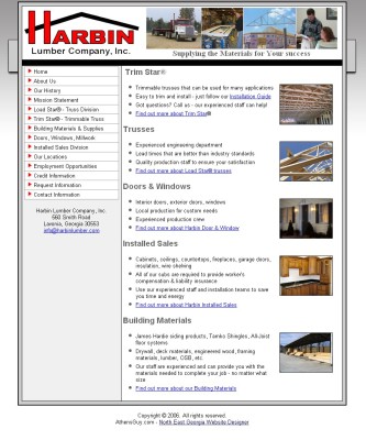 Harbin Lumber home page