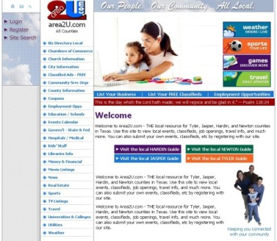 Area2u.com home page