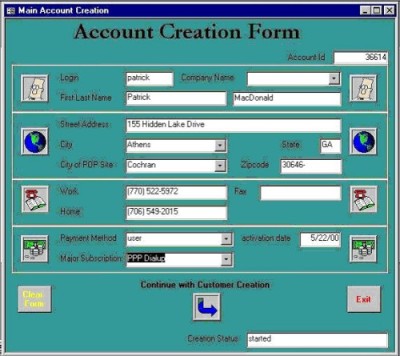 Account Creation Form