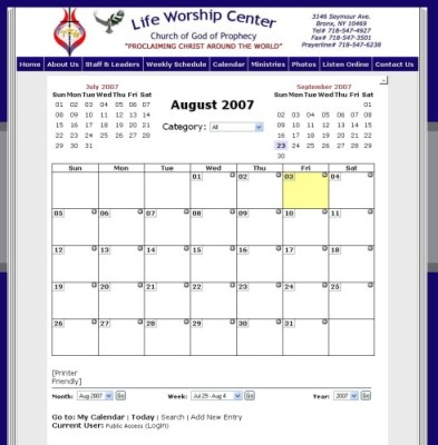 Life Worship Center - Calendar