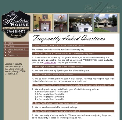 The Hostess House - FAQs